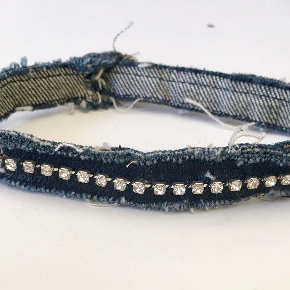 Handmade Brazilian Jean Choker with Diamond Studs - Picture 2 of 2